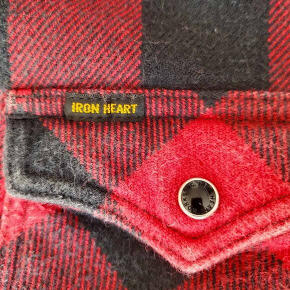 ❗🅂🄾🄻🄳❗Iron Heart IHSH-232 Ultra Heavy Flannel West Shirt Size L - Picture 6 of 11
